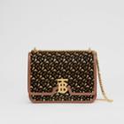 Burberry Burberry Medium Monogram Flocked Leather Tb Bag, Brown