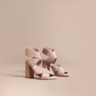 Burberry Burberry Buckle Detail Suede Crossover Strap Sandals, Size: 35, Pink