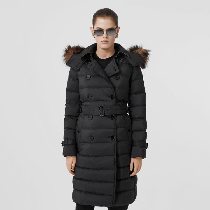 Burberry Burberry Detachable Hood Down-filled Coat, Black