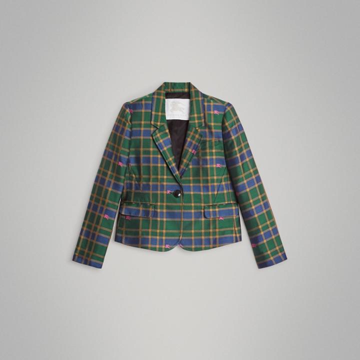 Burberry Burberry Check Jacquard Blazer, Size: 14y, Navy