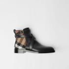 Burberry Burberry House Check And Leather Ankle Boots, Size: 36, Black