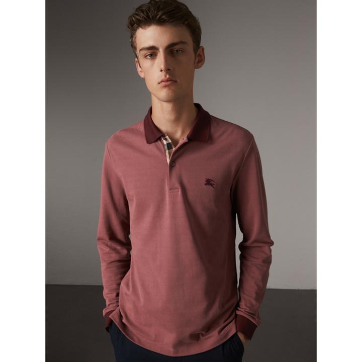 Burberry Burberry Long-sleeve Cotton Piqu Polo Shirt, Size: M, Brown