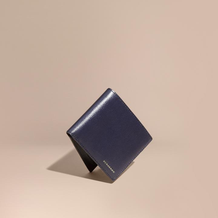 Burberry Burberry London Leather Folding Wallet, Blue