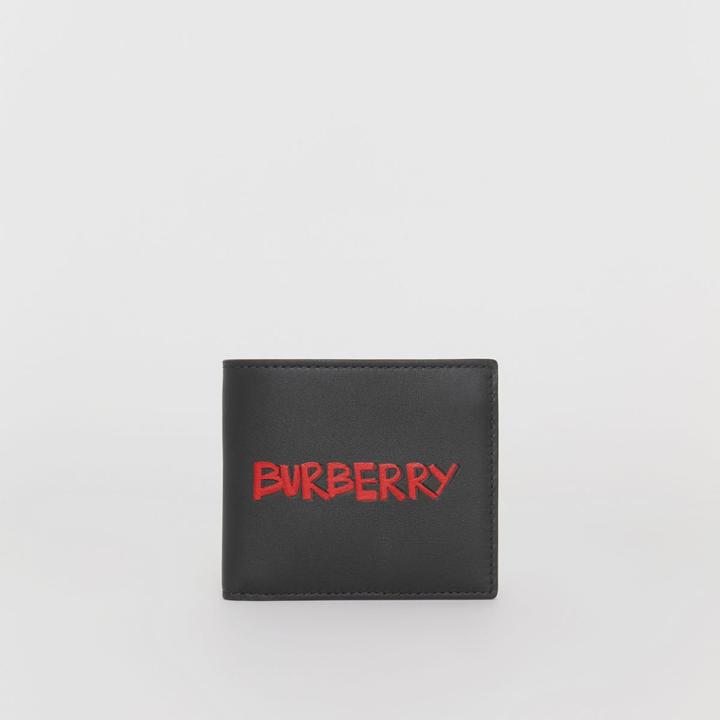 Burberry Burberry Graffiti Print Leather International Bifold Wallet, Black