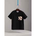 Burberry Burberry Check Pocket Cotton T-shirt, Size: 12y, Black
