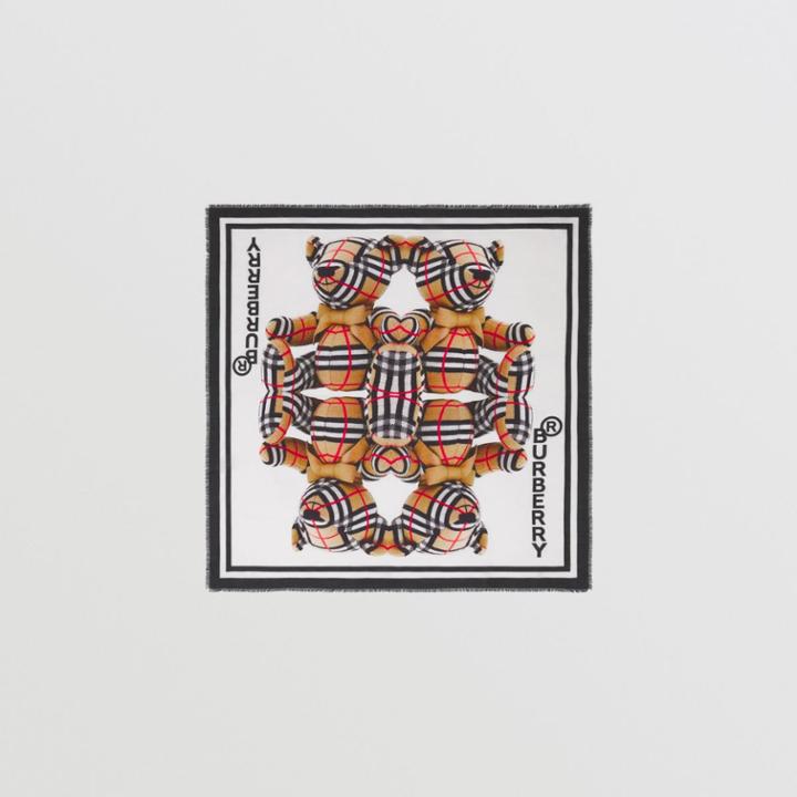 Burberry Burberry Childrens Thomas Bear Print Cotton Silk Square Scarf, Size: Os