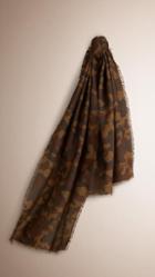 Burberry Camouflage Print Cotton Linen Scarf