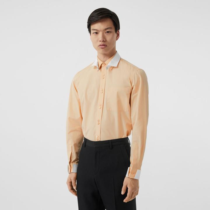 Burberry Burberry Classic Fit Detachable Collar Cotton Poplin Shirt, Size: 17, Beige