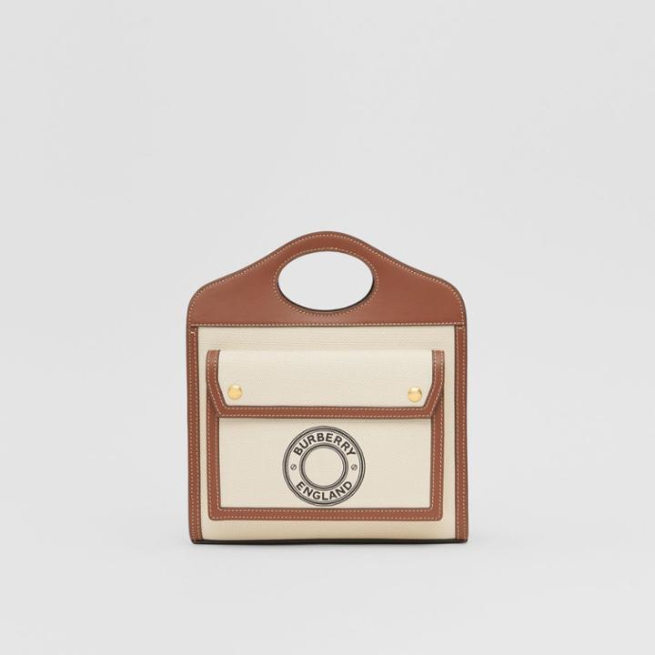 Burberry Burberry Mini Logo Graphic Canvas And Leather Pocket Bag, Brown