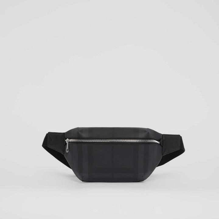 Burberry Burberry Medium London Check And Leather Bum Bag, Black