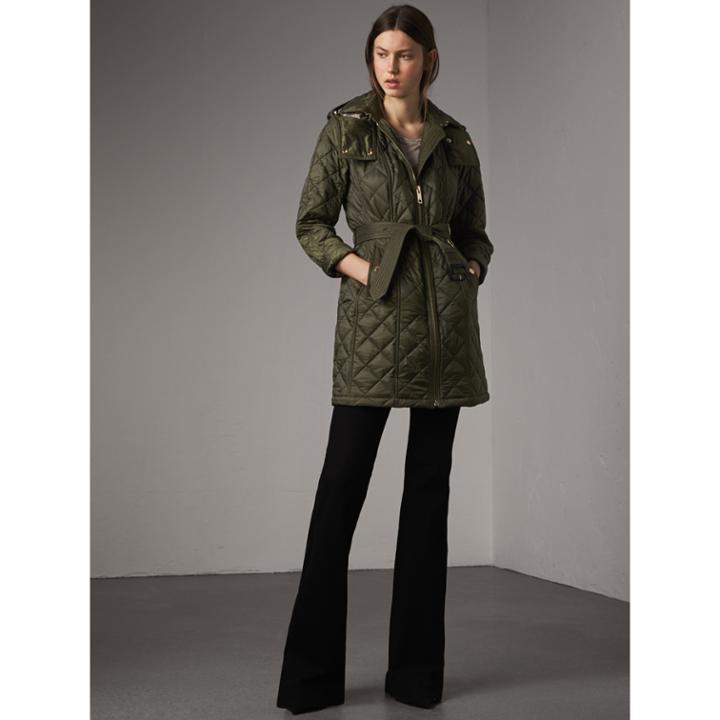 Burberry Burberry Detachable Hood Quilted Showerproof Parka, Size: M, Beige