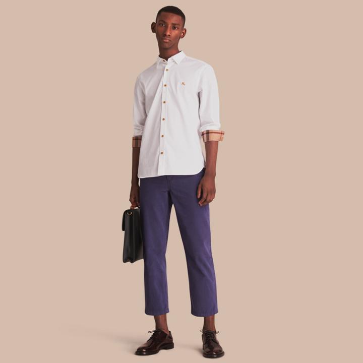 Burberry Burberry Resin Button Cotton Poplin Shirt, White
