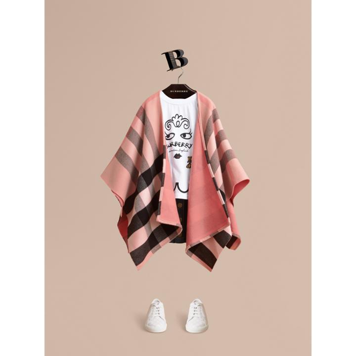 Burberry Burberry Check Wool Poncho, Size: Os, Purple