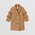 Burberry Burberry Childrens Ruffled Sleeve Wool Tailored Coat, Size: 12y, Brown