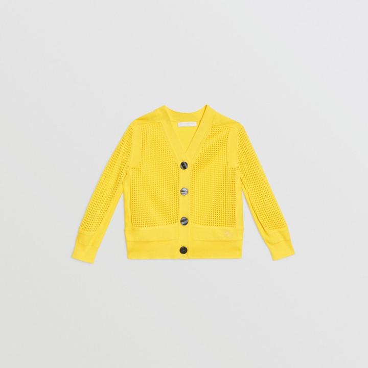 Burberry Burberry Childrens Open Knit Cotton V-neck Cardigan, Size: 10y, Yellow