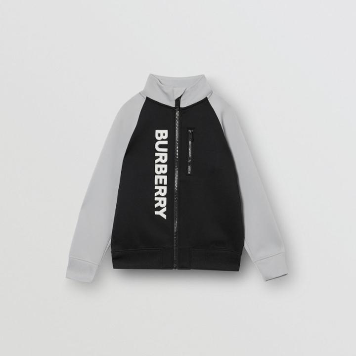 Burberry Burberry Childrens Logo Print Two-tone Stretch Jersey Track Top, Size: 10y, Black