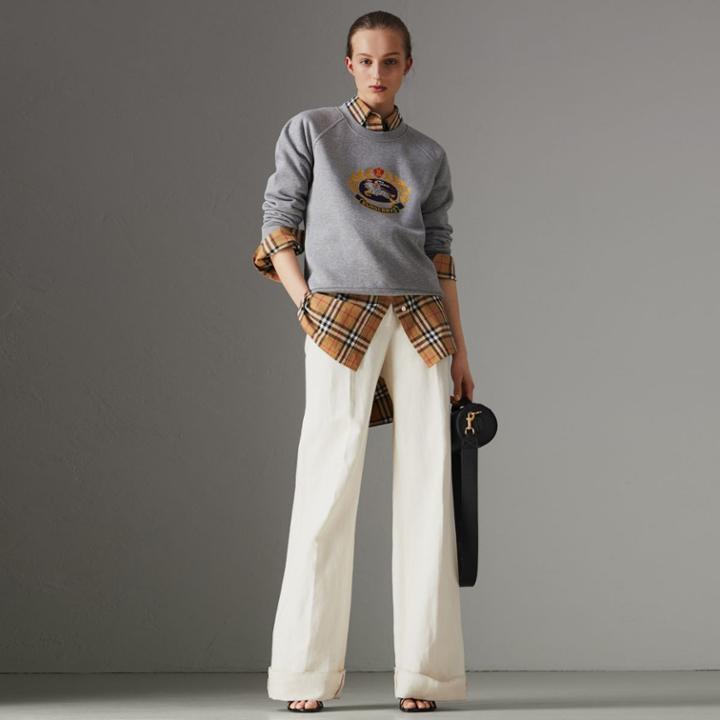 Burberry Burberry Embroidered Archive Logo Cotton Blend Sweatshirt
