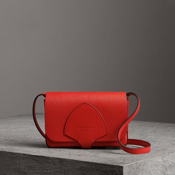 Burberry Burberry Equestrian Shield Leather Wallet With Detachable Strap, Red