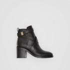 Burberry Burberry Monogram Motif Leather Ankle Boots, Size: 41, Black
