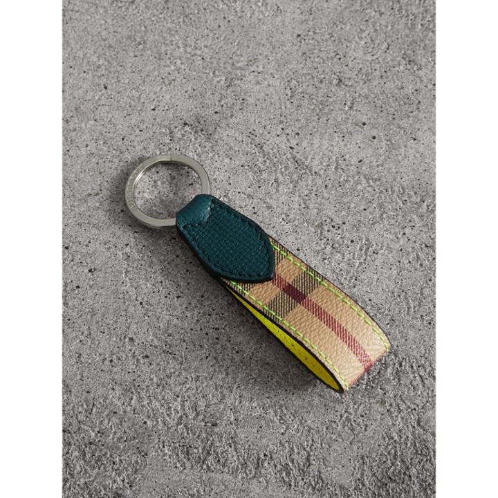 Burberry Burberry Haymarket Check And Two-tone Leather Key Ring