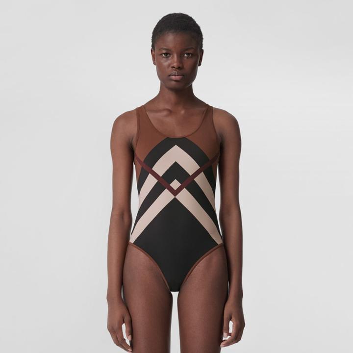 Burberry Burberry Chevron Check Stretch Nylon Swimsuit