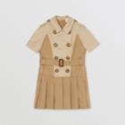 Burberry Burberry Childrens Two-tone Stretch Cotton Belted Trench Dress, Size: 10y, Yellow
