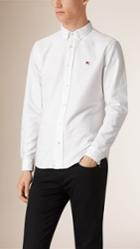 Burberry Burberry Slim Fit Cotton Oxford Shirt, Size: Xxxl, White