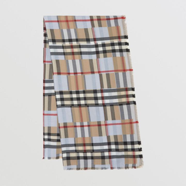 Burberry Burberry Lightweight Chequer Cashmere Jacquard Scarf