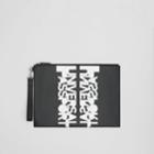 Burberry Burberry Large Slogan Print Leather Zip Pouch