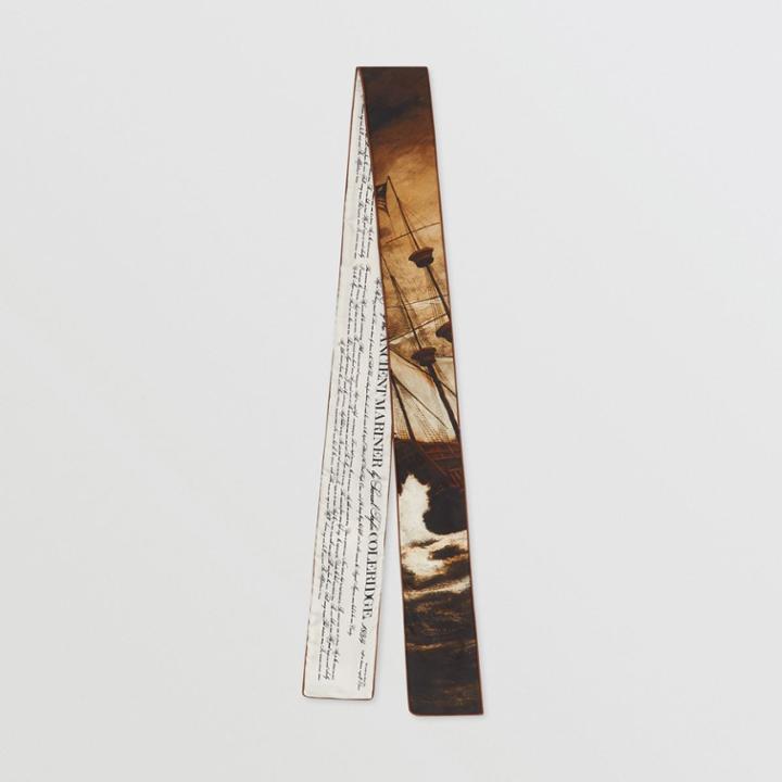 Burberry Burberry Mariner Print Silk Skinny Scarf, Brown