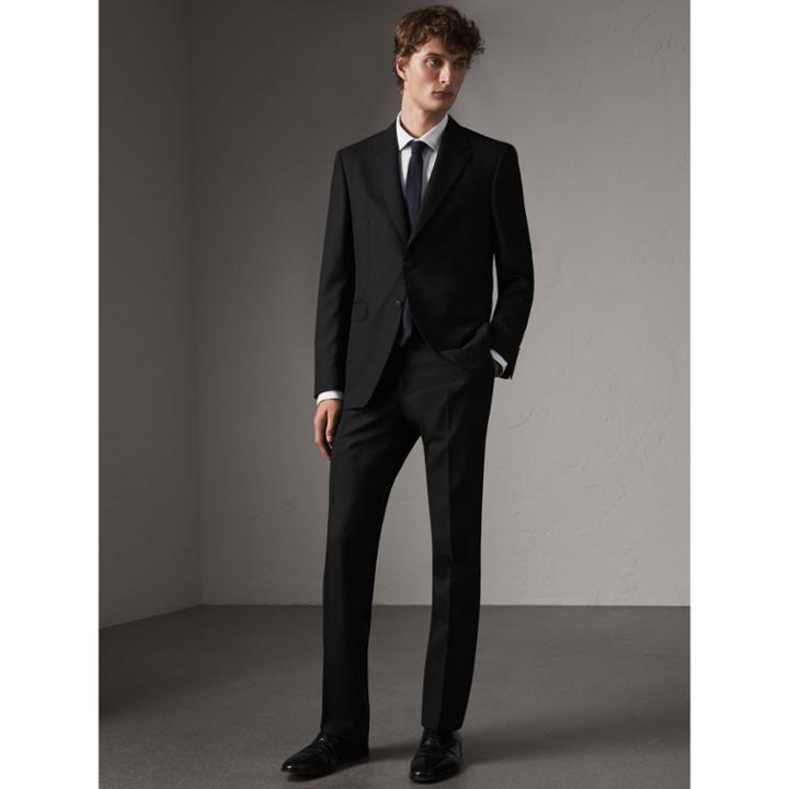 Burberry Burberry Classic Fit Wool Part-canvas Suit, Size: 46r, Black