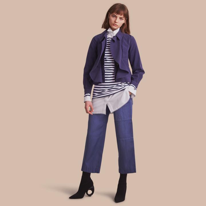 Burberry Burberry Draped Cotton Utility Jacket, Size: 06, Blue
