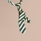 Burberry Burberry Slim Cut Striped Silk Cotton Tie, Green