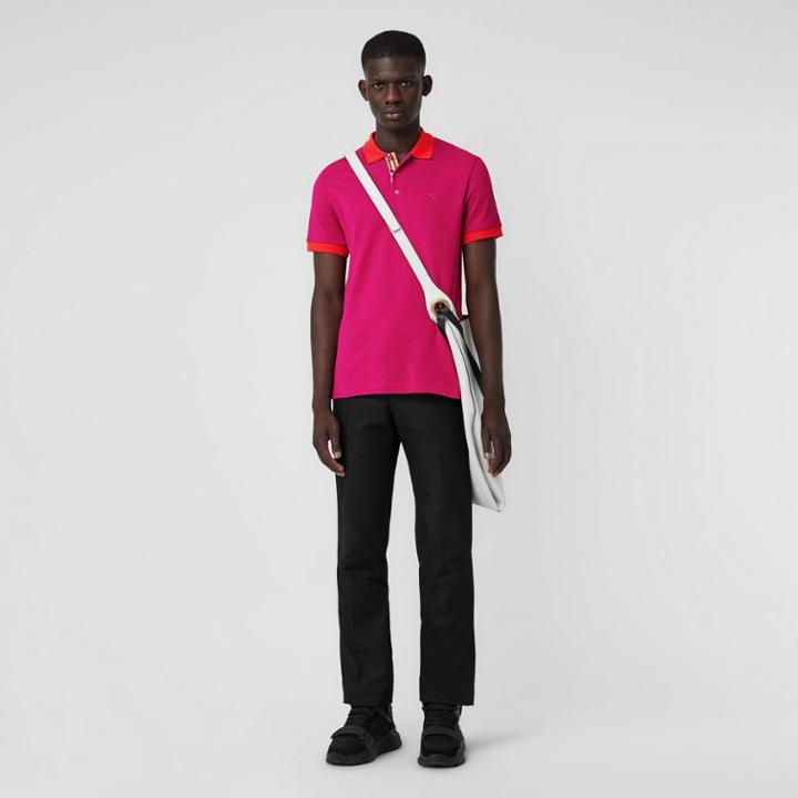Burberry Burberry Contrast Collar Cotton Polo Shirt, Size: Xs, Pink