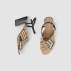 Burberry Burberry Latticed Cotton And Leather Block-heel Sandals, Size: 41, Beige