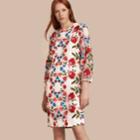 Burberry Burberry Puff-sleeved Floral Lace Shift Dress, Size: 08, White