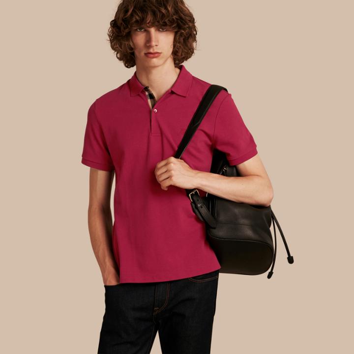 Burberry Burberry Check Placket Cotton Piqu Polo Shirt, Pink