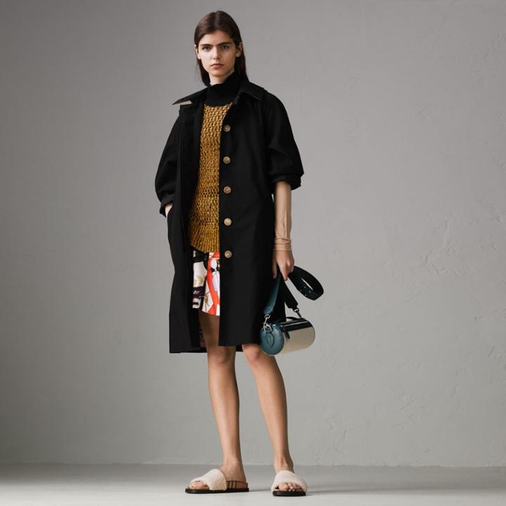 Burberry Burberry Detachable Hood Tropical Gabardine Car Coat, Size: 00, Black