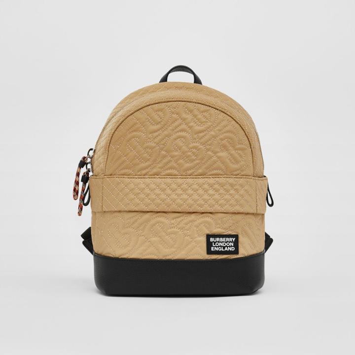Burberry Burberry Childrens Monogram Quilted Econyl Backpack, Beige