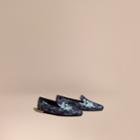Burberry Burberry Floral Print Silk Cotton Loafers, Size: 39, Blue