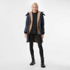 Burberry Burberry Detachable Hood Recycled Nylon Puffer Coat, Size: S, Blue