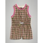 Burberry Burberry Striped Trim Check Playsuit, Size: 10y, Pink