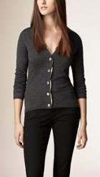 Burberry Brit Check Placket Wool Cardigan