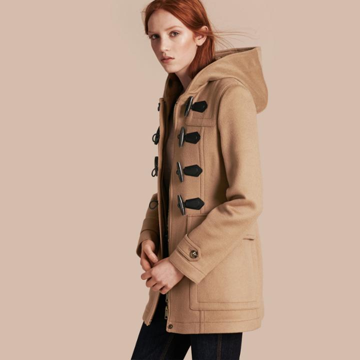 Burberry Burberry Fitted Wool Duffle Coat, Size: 04, Brown