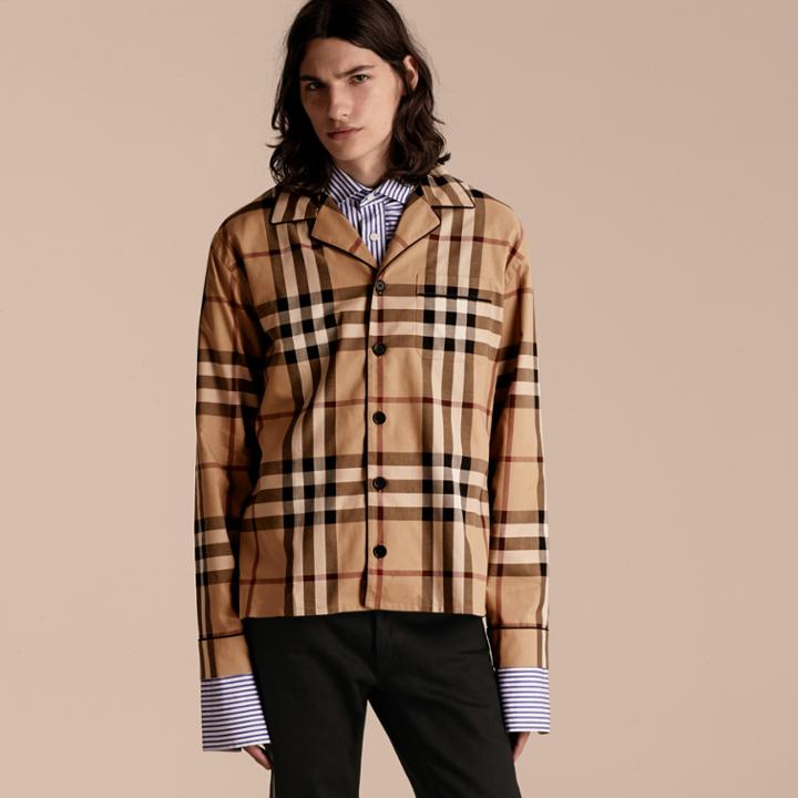 Burberry Burberry Check Cotton Pyjama-style Shirt, Brown