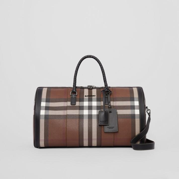 Burberry Burberry Logo Detail Check And Leather Holdall