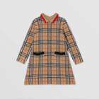 Burberry Burberry Childrens Long-sleeve Check Merino Wool Jacquard Dress, Size: 14y, Beige