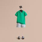 Burberry Burberry Check Placket Polo Shirt, Size: 14y, Green