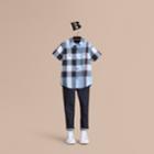 Burberry Burberry Short-sleeve Check Cotton Shirt, Size: 8y, Blue