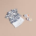 Burberry Burberry Short-sleeved Wave Print Cotton Shirt, Size: 3m, Blue